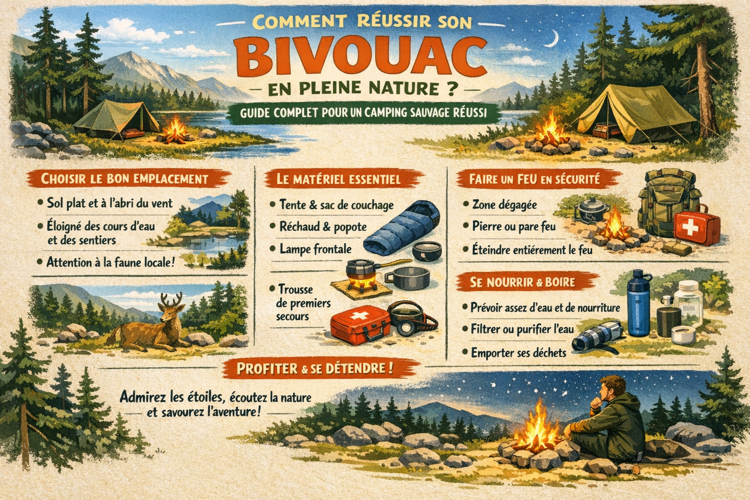 Comment réussir son bivouac en pleine nature ? Guide complet pour un camping sauvage réussi