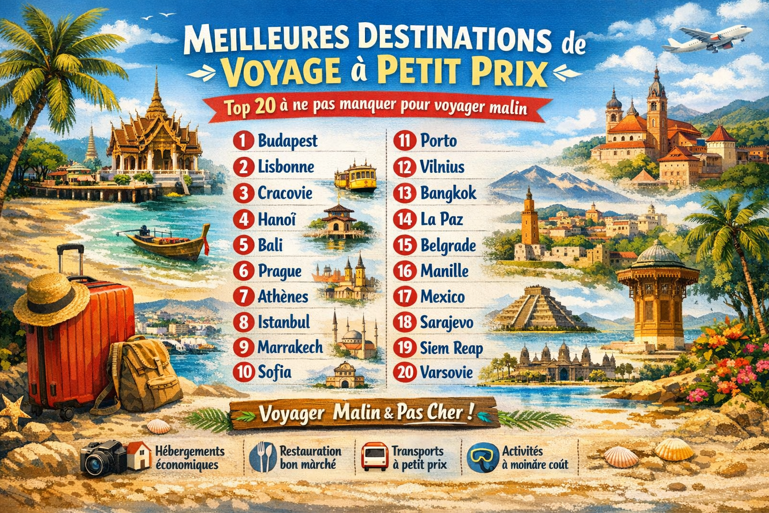 Meilleures destinations de voyage à petit prix : top 20 à ne pas manquer pour voyager malin